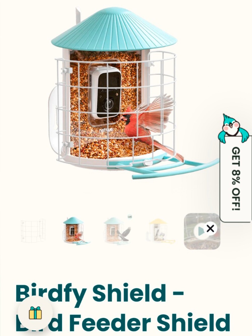 Bird Feeder Shield  Protective Squirrel Cage